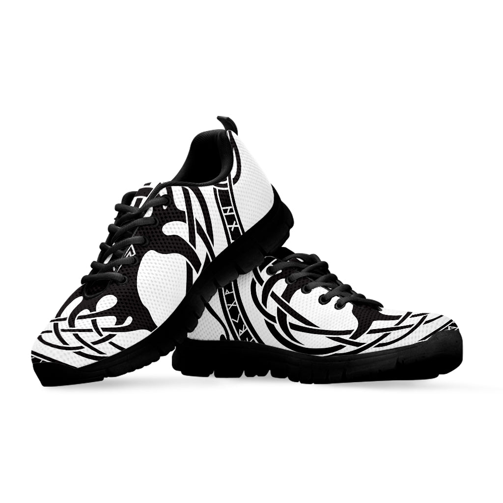 Scandinavian Yggdrasil Print Black Sneakers