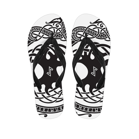 Scandinavian Yggdrasil Print Flip Flops