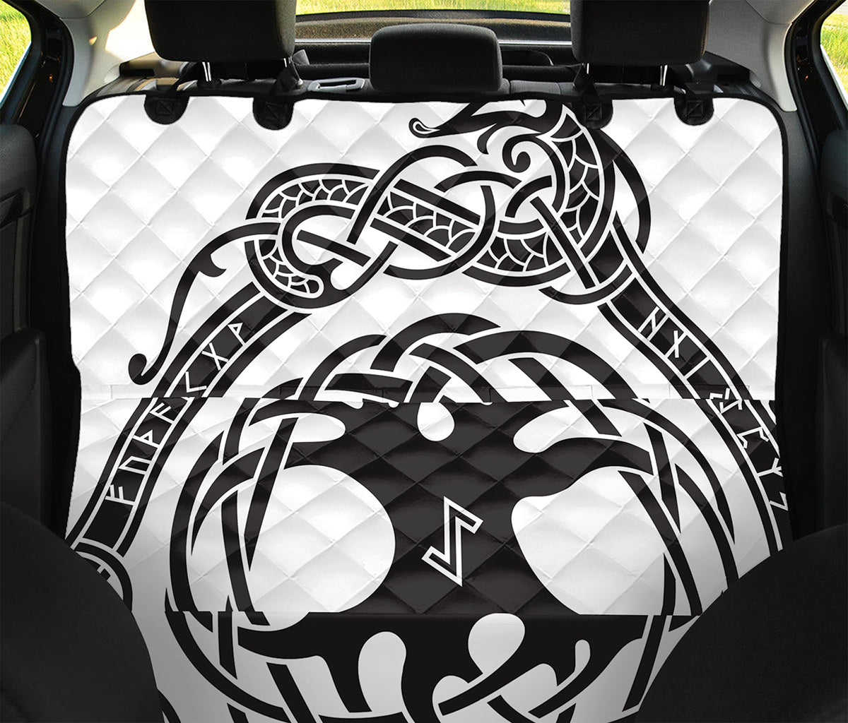 Scandinavian Yggdrasil Print Pet Car Back Seat Cover