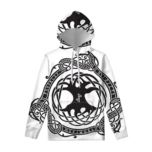 Scandinavian Yggdrasil Print Pullover Hoodie