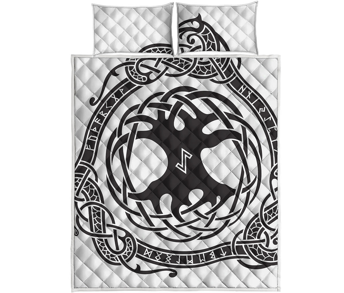 Scandinavian Yggdrasil Print Quilt Bed Set