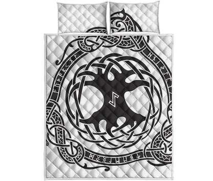 Scandinavian Yggdrasil Print Quilt Bed Set