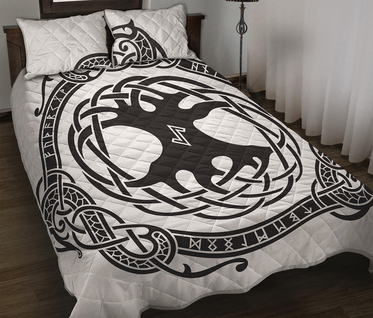 Scandinavian Yggdrasil Print Quilt Bed Set