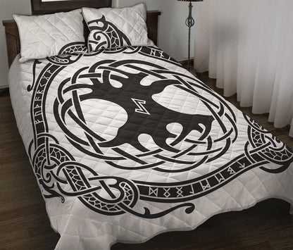 Scandinavian Yggdrasil Print Quilt Bed Set
