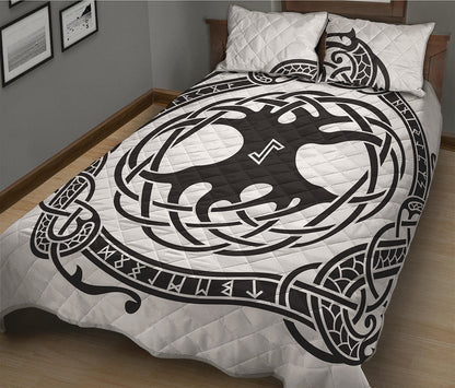 Scandinavian Yggdrasil Print Quilt Bed Set