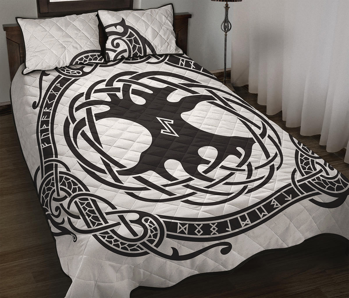 Scandinavian Yggdrasil Print Quilt Bed Set