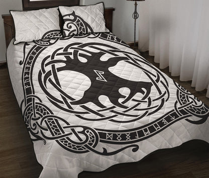 Scandinavian Yggdrasil Print Quilt Bed Set