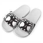 Scandinavian Yggdrasil Print White Slide Sandals