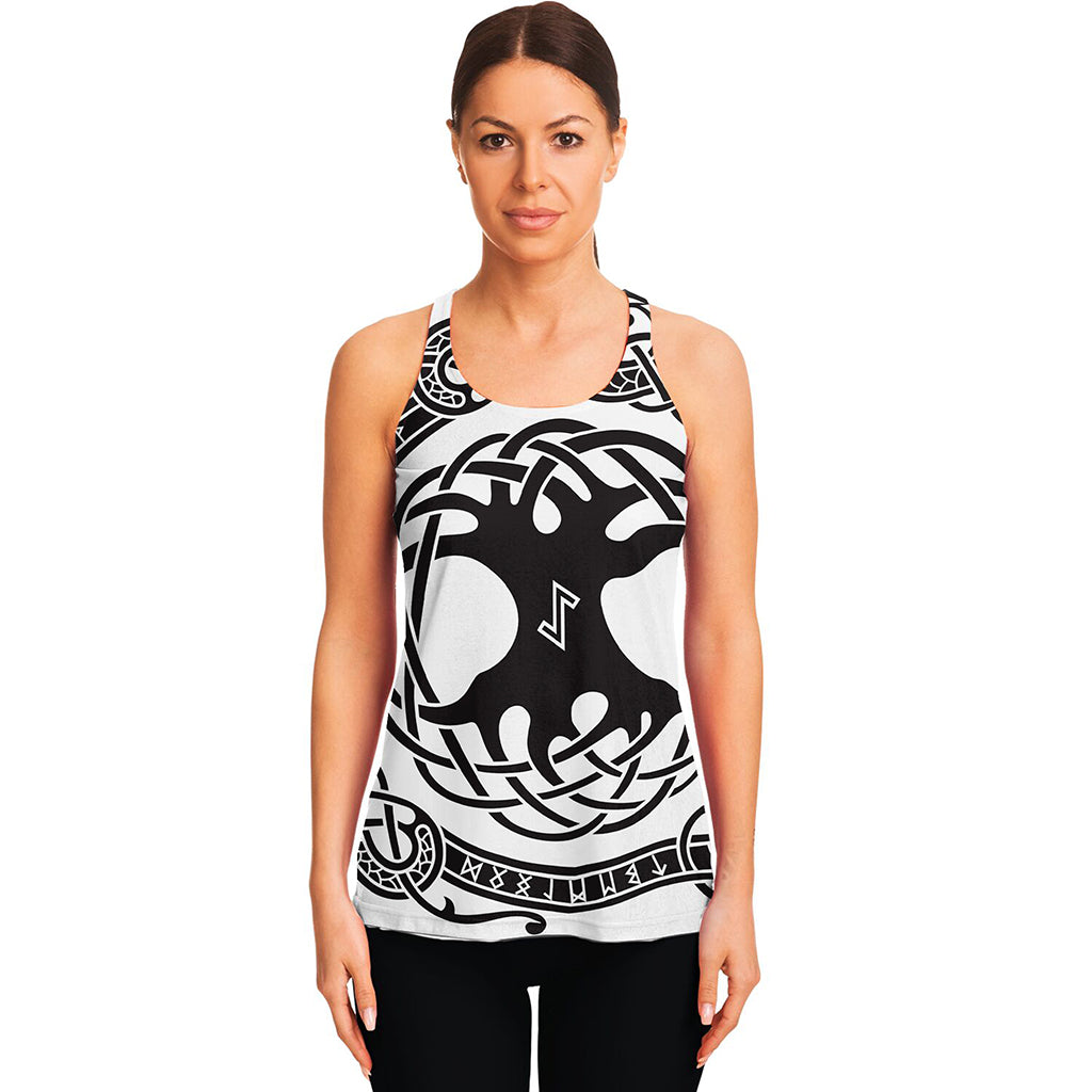 Scandinavian Yggdrasil Print Women's Racerback Tank Top