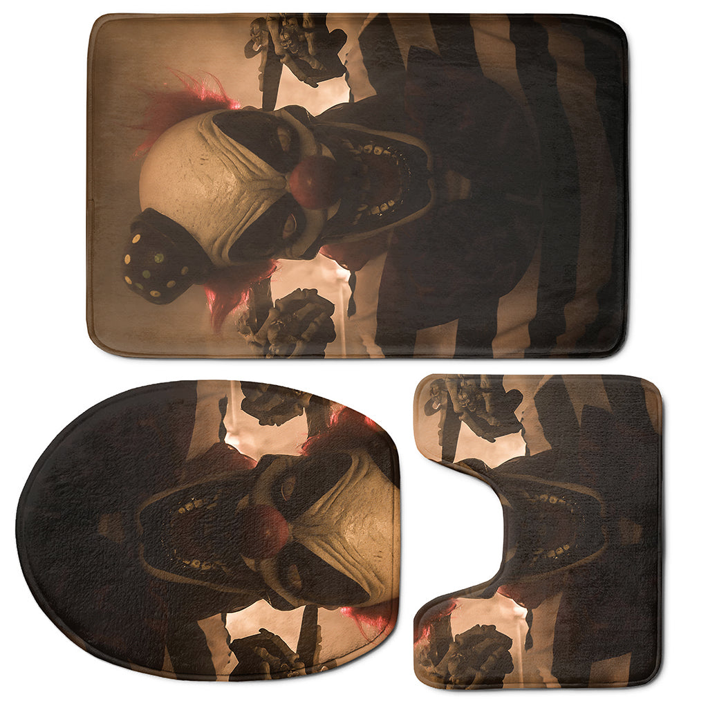 Scary Clown Print 3 Piece Bath Mat Set