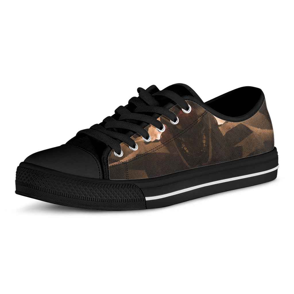 Scary Clown Print Black Low Top Shoes