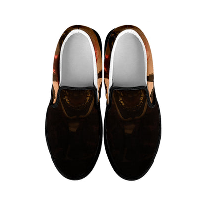 Scary Clown Print Black Slip On Shoes