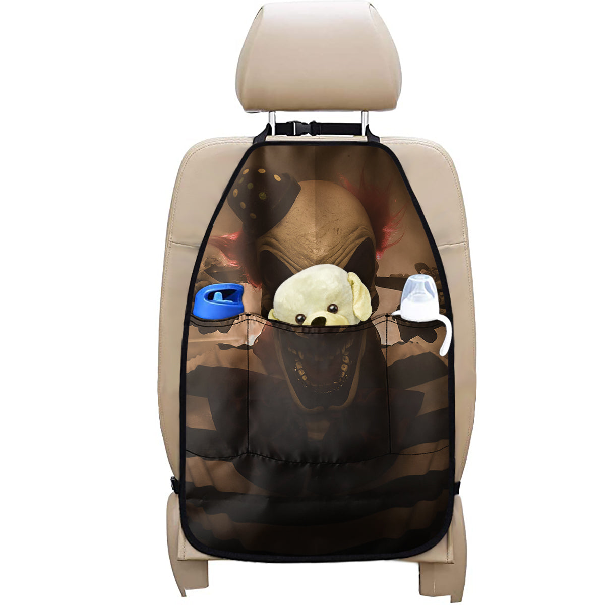 Scary Clown Print Car Seat Organizers