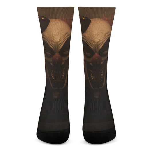 Scary Clown Print Crew Socks