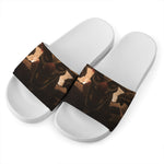 Scary Clown Print White Slide Sandals