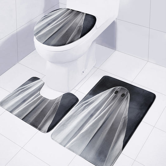 Scary Ghost 3D Print 3 Piece Bath Mat Set