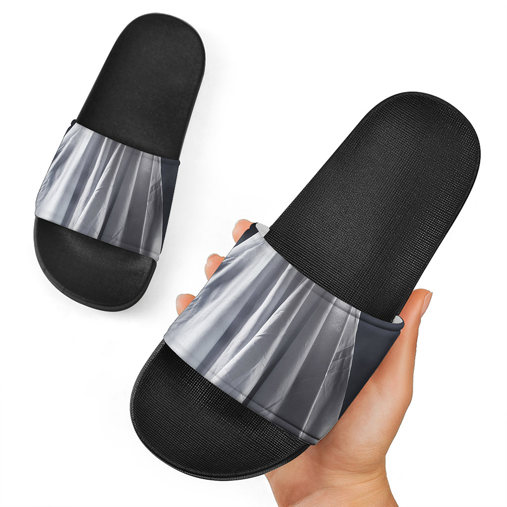 Scary Ghost 3D Print Black Slide Sandals