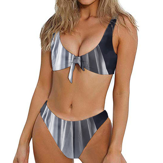 Scary Ghost 3D Print Front Bow Tie Bikini