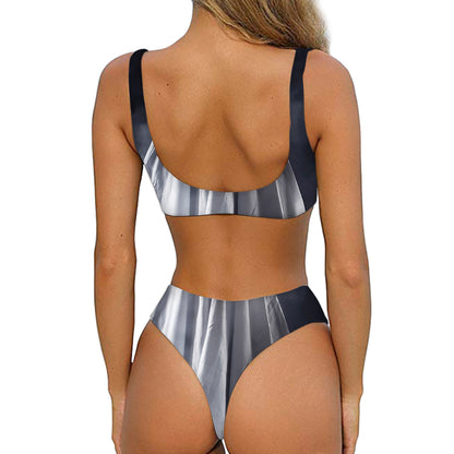 Scary Ghost 3D Print Front Bow Tie Bikini