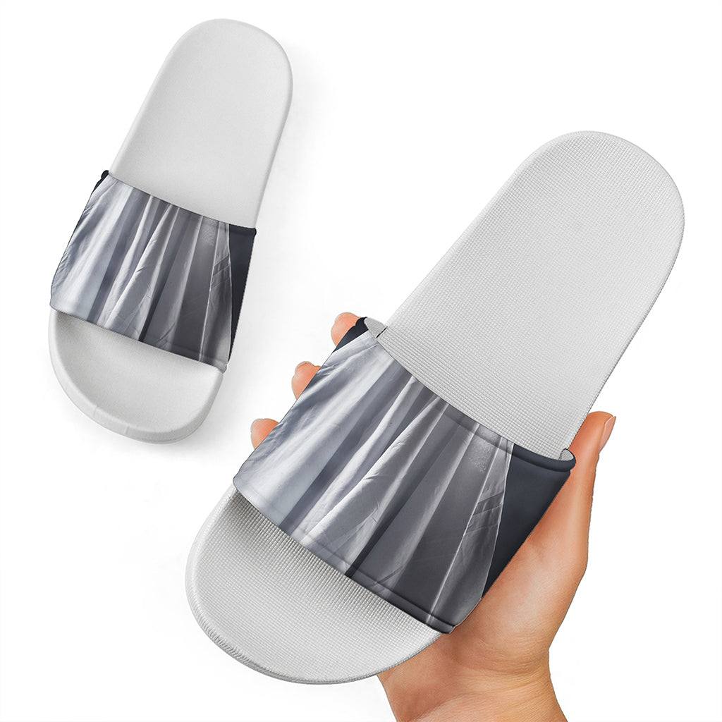 Scary Ghost 3D Print White Slide Sandals