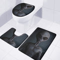 Scary Grey Alien 3D Print 3 Piece Bath Mat Set