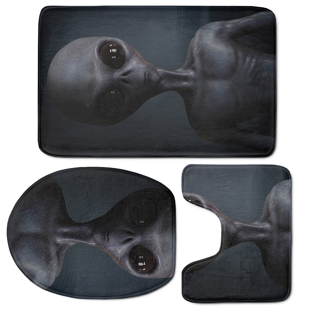 Scary Grey Alien 3D Print 3 Piece Bath Mat Set