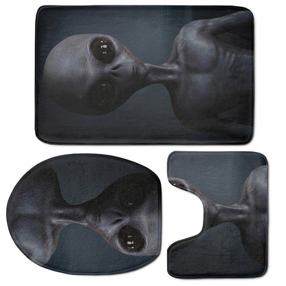 Scary Grey Alien 3D Print 3 Piece Bath Mat Set