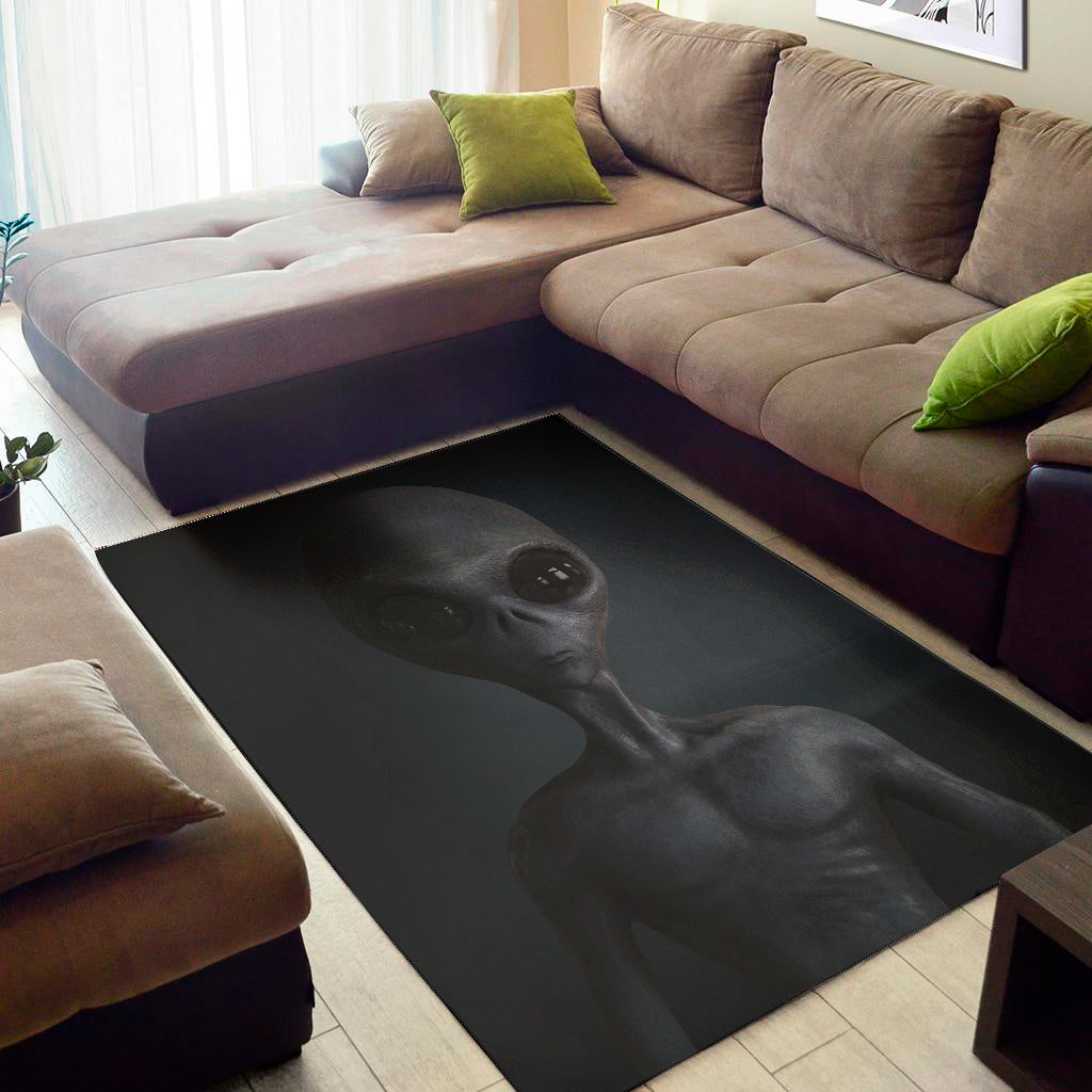 Scary Grey Alien 3D Print Area Rug