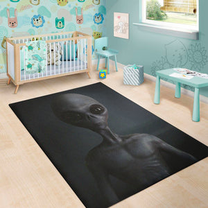 Scary Grey Alien 3D Print Area Rug