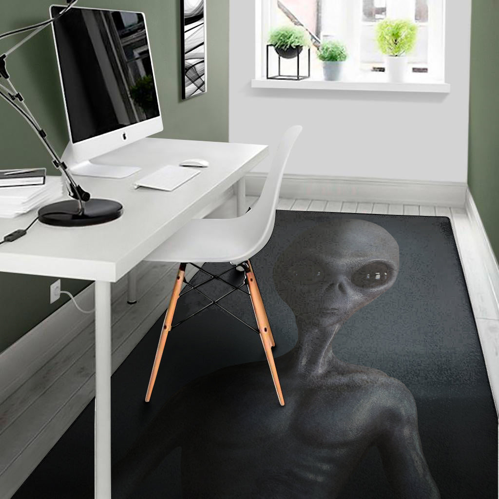 Scary Grey Alien 3D Print Area Rug