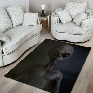 Scary Grey Alien 3D Print Area Rug