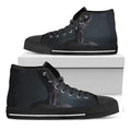 Scary Grey Alien 3D Print Black High Top Sneakers