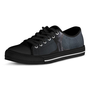 Scary Grey Alien 3D Print Black Low Top Shoes