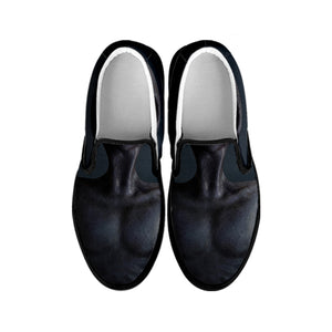 Scary Grey Alien 3D Print Black Slip On Shoes