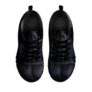 Scary Grey Alien 3D Print Black Sneakers