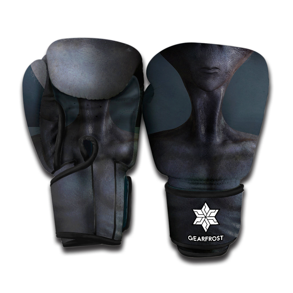 Scary Grey Alien 3D Print Boxing Gloves