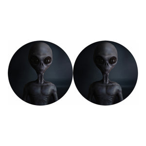 Scary Grey Alien 3D Print Car Coasters