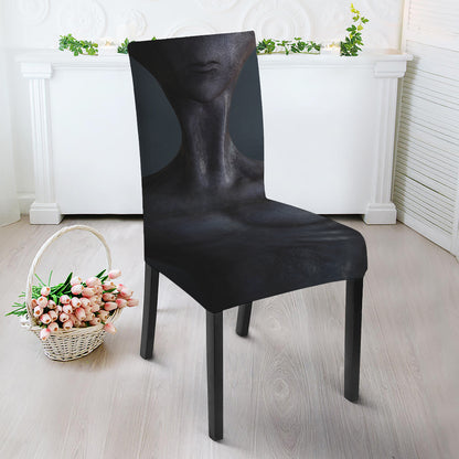 Scary Grey Alien 3D Print Dining Chair Slipcover