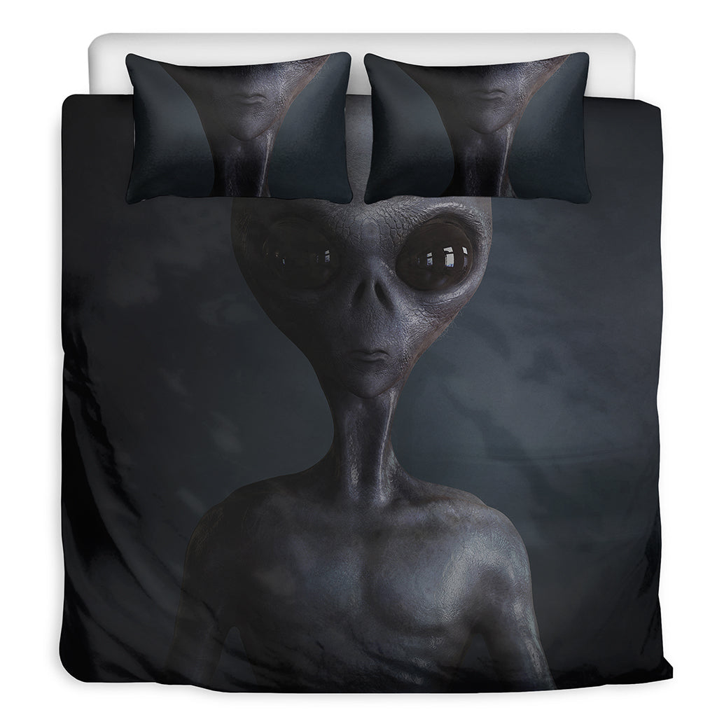 Scary Grey Alien 3D Print Duvet Cover Bedding Set