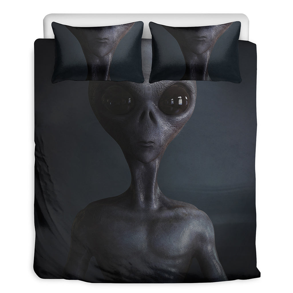 Scary Grey Alien 3D Print Duvet Cover Bedding Set