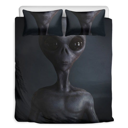 Scary Grey Alien 3D Print Duvet Cover Bedding Set