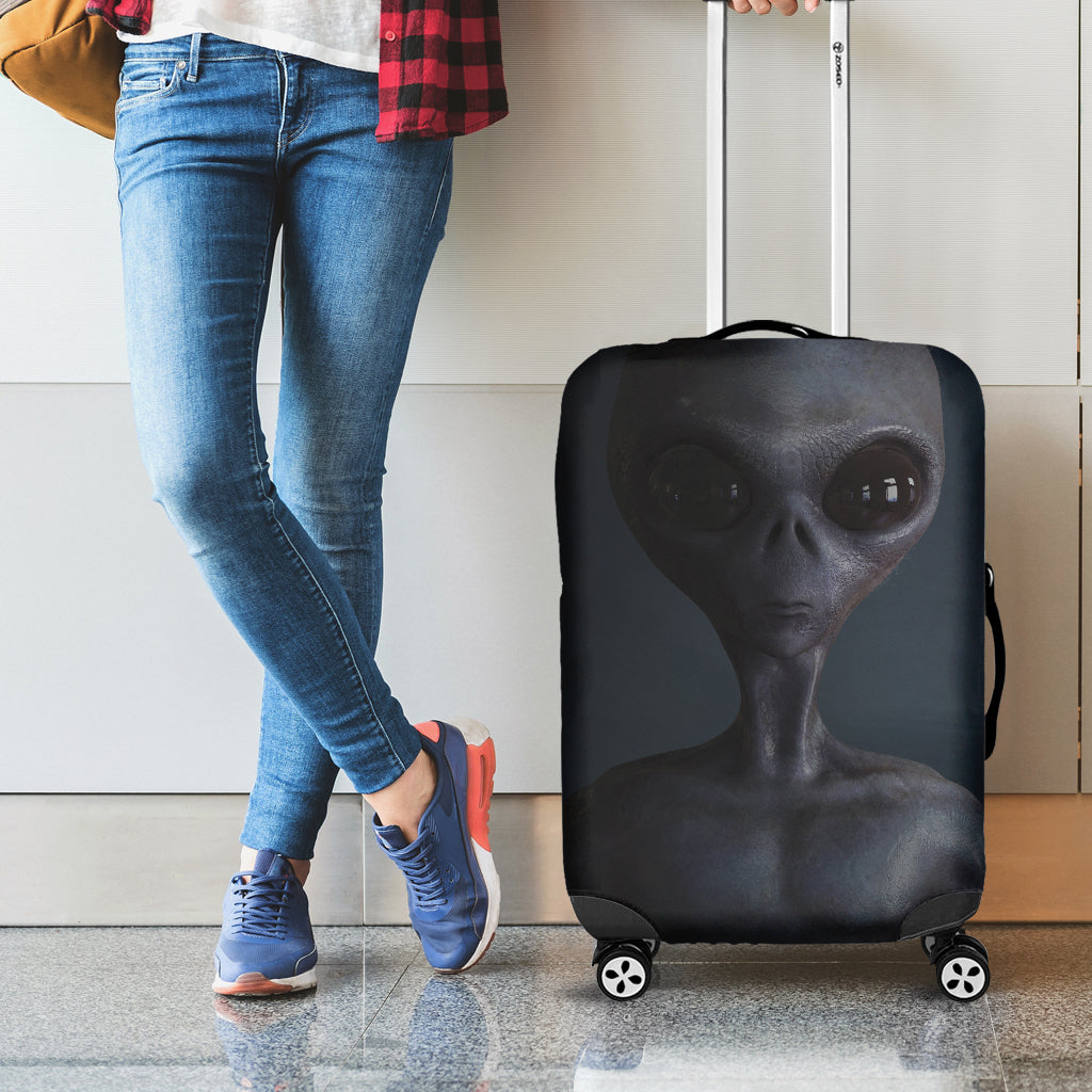 Scary Grey Alien 3D Print Luggage Cover