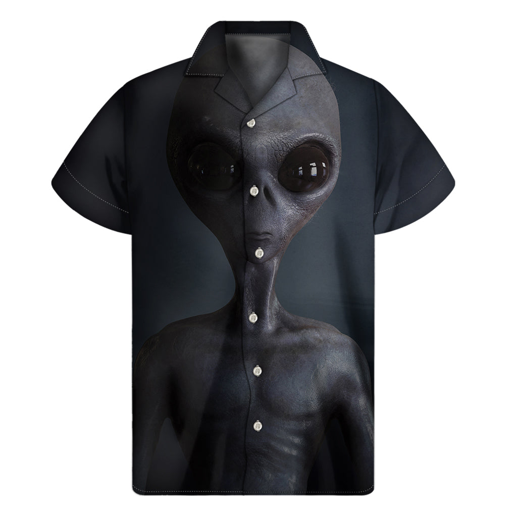 Scary Grey Alien 3D Print Men's Short Sleeve Shirt