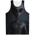 Scary Grey Alien 3D Print Men's Tank Top
