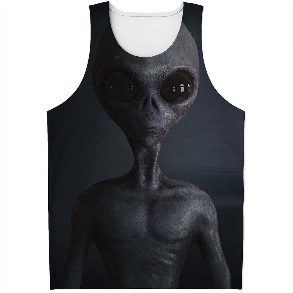 Scary Grey Alien 3D Print Men's Tank Top