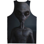 Scary Grey Alien 3D Print Men's Tank Top