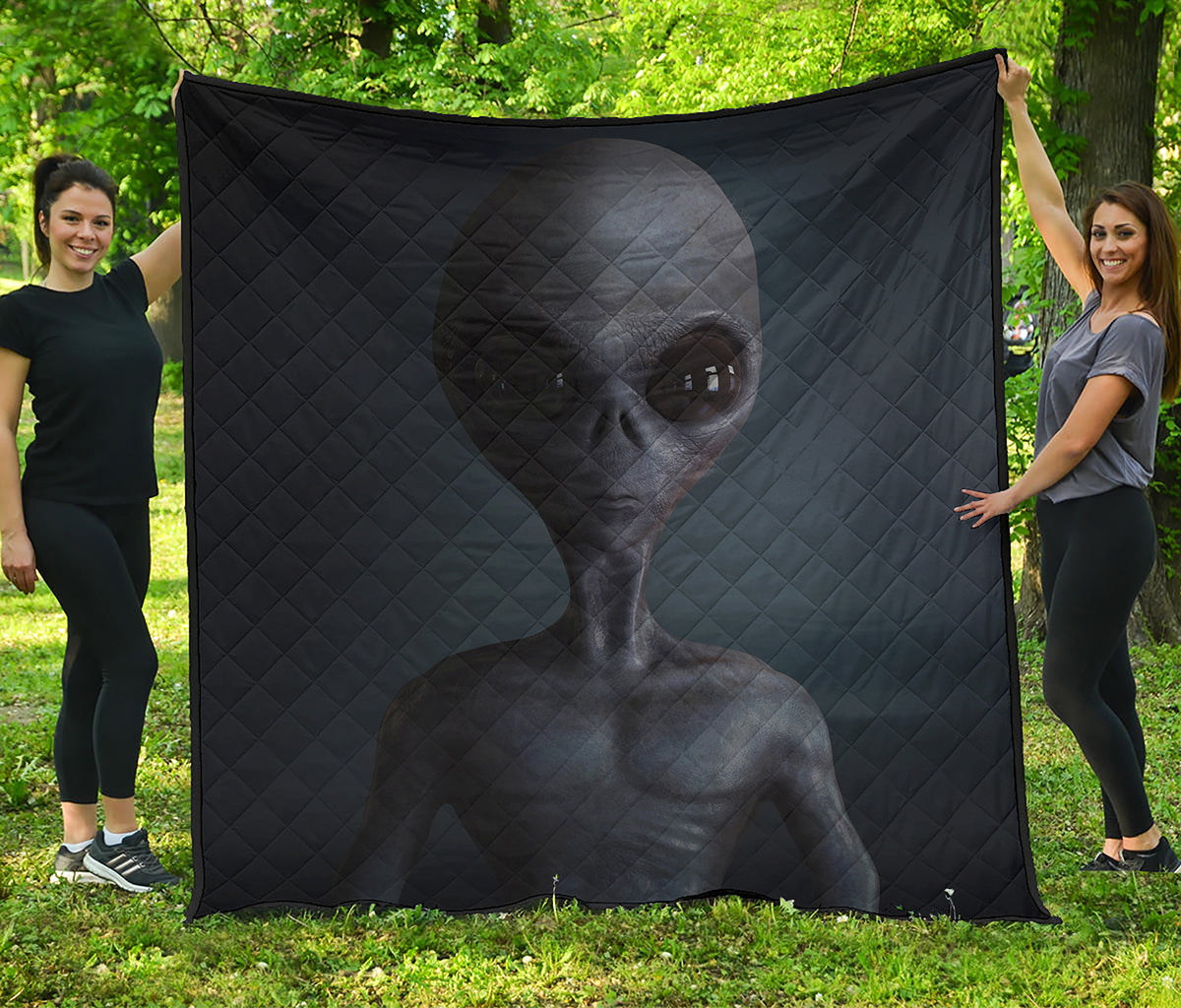 Scary Grey Alien 3D Print Quilt