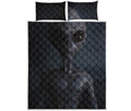 Scary Grey Alien 3D Print Quilt Bed Set