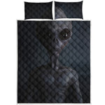 Scary Grey Alien 3D Print Quilt Bed Set