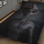 Scary Grey Alien 3D Print Quilt Bed Set